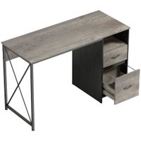 homcom mesa de ordenador 120x50 cm escritorio de ordenador industrial con compartimento y 2 cajones para oficina gris claro