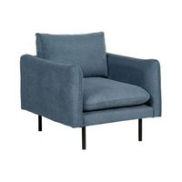sillon de tela respaldo acolchado patas negras estilo retro moderno chenilla azul vinterbro - azul