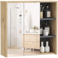 armario con espejo para bano de mdf homcom dos puertas de espejo 60 x 20 x 60 cm  natural