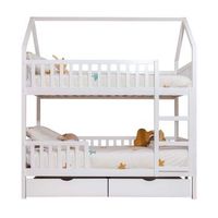 litera casita  2 cajones madera blanco 90x19090x190cm