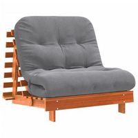 futon sofa cama con colchon madera maciza marron 90x206x11 cm vidaxl