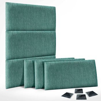 Dhome Juego De 6 Paneles Tapizados De Tela De Lujo Pack Autoadhesivos Para Pared Acústicos Absorbentes Protección (lineal Green, 60x50cm, X6)