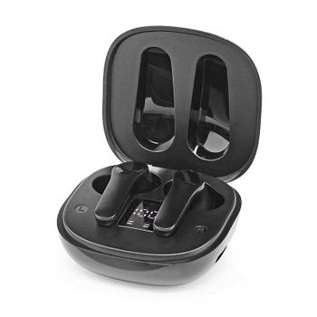 Auriculares Nedis HPBT5060BK inalámbricos Bluetooth con Cancelación Activa de Ruido, micrófono y estuche USB-C negros