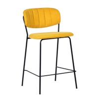 taburete de velours amarillo ocre con patas negras