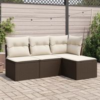 set de sofas de jardin 4 uds  mueble jardin mesa y sillas y cojines ratan sintetico marron cfw87232