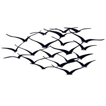 Decoración Pared De Metal Herd Of Birds Negro 120x55 Cm