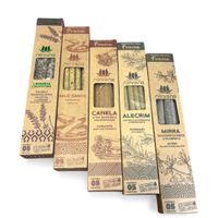 pack de 5 cajitas de 5 varillas cada una  marca del pack vadeincienso se sirven 5 diferentes  aleatoriamente segun existencias duracion promedio de cada varilla 2 horas  25 varillas en total