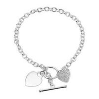 pulsera corazon plata 925 con circonita grabable