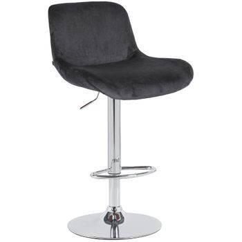 Taburete De Bar Cromado Solon Terciopelo Negro 50x50x85 Cm Clp
