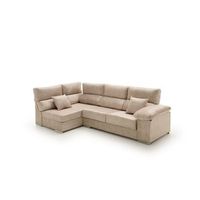 sofa chaise longue - rinconera reclinable y deslizante cosima alta gama beige izquierda