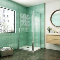 aica mampara de ducha frontal abatible y panel lateral una barra fija 140cm perfil cromado vidrio antical 6mm 740-760x880-900x1950mm