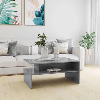 Mesa De Centro Madera Contrachapada Gris Hormigón 90x60x42,5 Cm Vidaxl