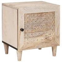 mesa de noche - mueble de dormitorio - madera de ingenieria - blanco 80x50x40cm