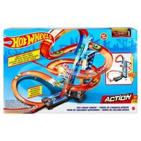 hot wheels - torre de choques aereos pista para coches de juguete