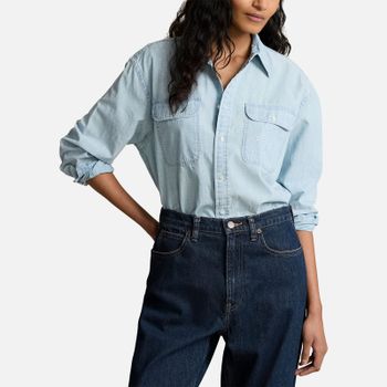 Polo Ralph Lauren Embellished Cotton-Chambray Shirt - M