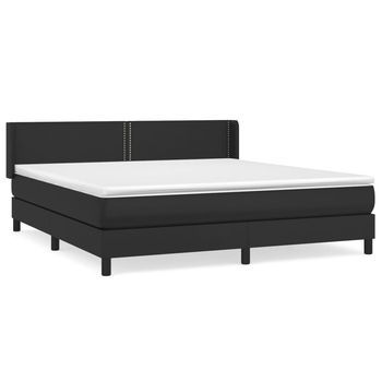 Cama Tapizada 203x183x88 Cm Vinilo - Negro
