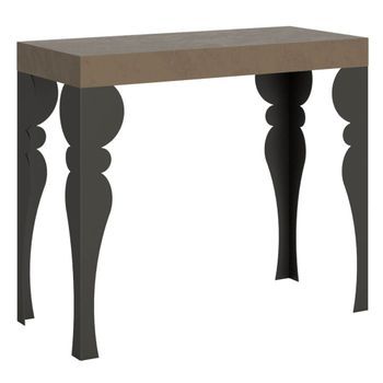 Consola Extensible 90x40/196 Cm Paxon Small Gris Paloma Estructura Antracita