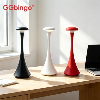 Lámpara de Mesa GGbingo con Forma de Hongo, Recargable, Inalámbrica, Táctil, Creativa, con USB-C, Luz de Ambiente para Dormitorio