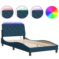 cama individual  cama para adultos  estructura de cama con luces led terciopelo azul 100x200 cm