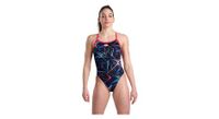 traje de bano de una pieza arena allover challenge back azul rosa