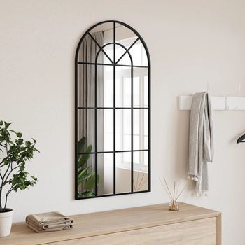 Espejo De Pared，espejo De Baño Arco De Hierro Negro 50x100 Cm Cfw109318