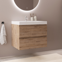 mueble de bano suspendido con lavabo blanco 60 cm roble claro con 2 cajones - lomazoo monaco