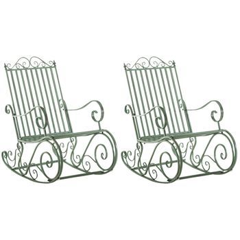 Set De 2 Mecedoras De Hierro Smilla Metal Verde Antiguo 90x56x94 Cm Clp