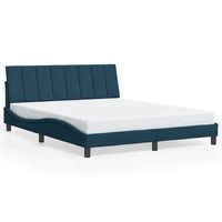cama matrimonial  cama para adulto  estructura de cama sin colchon hanko terciopelo azul 160x200 cm