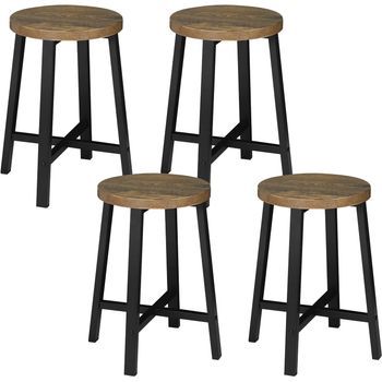 Set 4 Sillas De Comedor Taburetes De Cocina Estilo Industrial Y Negro - Marrón Rústico - Woltu