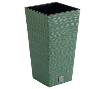 Macetero color verde tierra, con depósito, colección furu, de 39,5 x 39,5 x 75,5 cm, capacidad de 37 l.