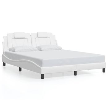 Estructura De Cama Viana Sin Colchón Cuero Sintético Blanco 160x200cm Vidaxl