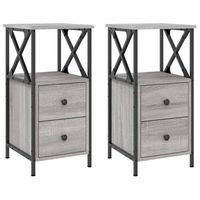 pack 2 uds mesitas de noche  mesilla de noche madera ingenieria gris sonoma 34x355x70 cm