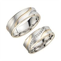 alianzas oro amarillo y blanco con diamantes ancho 7 mm