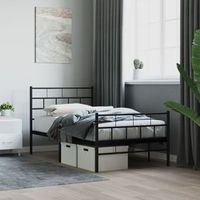 cama individual  cama para adultos  estructura de cama con cabecero y estribo metal negro 90x200 cm cfw707847