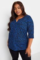 yours top azul floral de algodon mujer curvy y tallas grandes yours