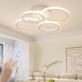 Lámpara De Techo Led Nettlife, 4 Anillos, Regulable, Blanca, 48 W, Para Salón
