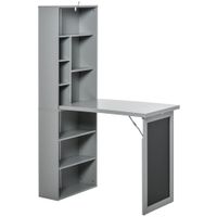 homcom escritorio con almacenaje plegable de pared abatible con estanteria puesto de trabajo tablero de tiza y estante ajustable   aosom espana
