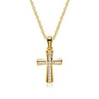 cadena cruz 8 quilates gold circonita