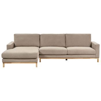 Sofá Esquinero Elegante Patas De Madera Tapizado De Tela Gris Pardo Derecho Siggard