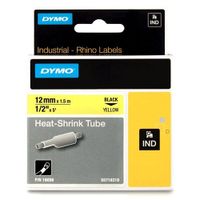dymo s0718310  18056 ind rhino cinta termorretractil negro sobre amarillo 12 mm original