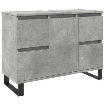Mueble De Lavabo Madera De Ingeniería Gris Hormigón 80x33x60 Cm Vidaxl