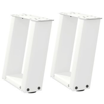 Patas De Mesa De Centro Forma U 2 Uds | Patas Para Mesa Acero Blanco 30x(30-31) Cm