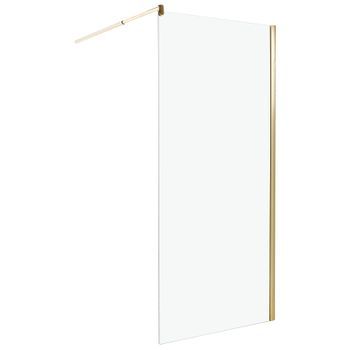 Mampara De Ducha De Vidrio Templado Sin Puerta Dorado 90 X 190 Cm Ahaus