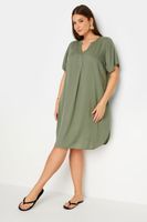 yours vestido tunica corto caqui mujer curvy y tallas grandes yours