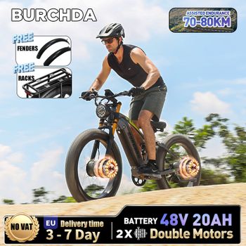 BURCHDA NUEVA RX80 Bicicleta Eléctrica Todoterreno con Potentes Motores Duales, Batería de Litio de 48V20AH, Neumáticos Gruesos de 26 Pulgadas y 4.0, Bicicleta Eléctrica de Montaña para Adultos