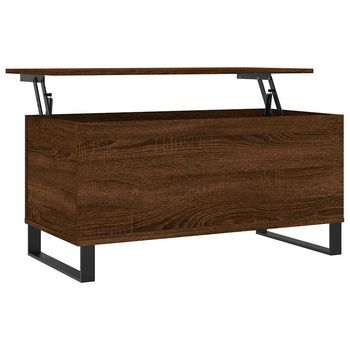 Mesa De Centro 90x44,5x45 Cm Madera Y Metal Trabajados - Marrón