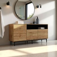 muebles de bano de roble claro con nichos