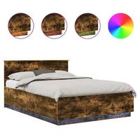 cama matrimonial  cama para adulto  estructura de cama con cabecera roble ahumado 150 x 200 cm