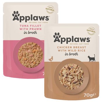 Applaws Cat Natural en caldo 48 x 70 g - Pack de prueba - Pack mixto Pollo y Atún (2 variedades)