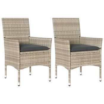 Pack 2 Uds Sillones De Jardín | Silla De Jardín | Silla De Exterior Con Cojines Ratán Sintético Gris